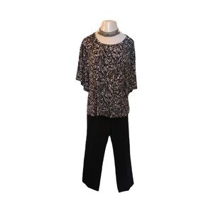 Black Pants & Black & White Top